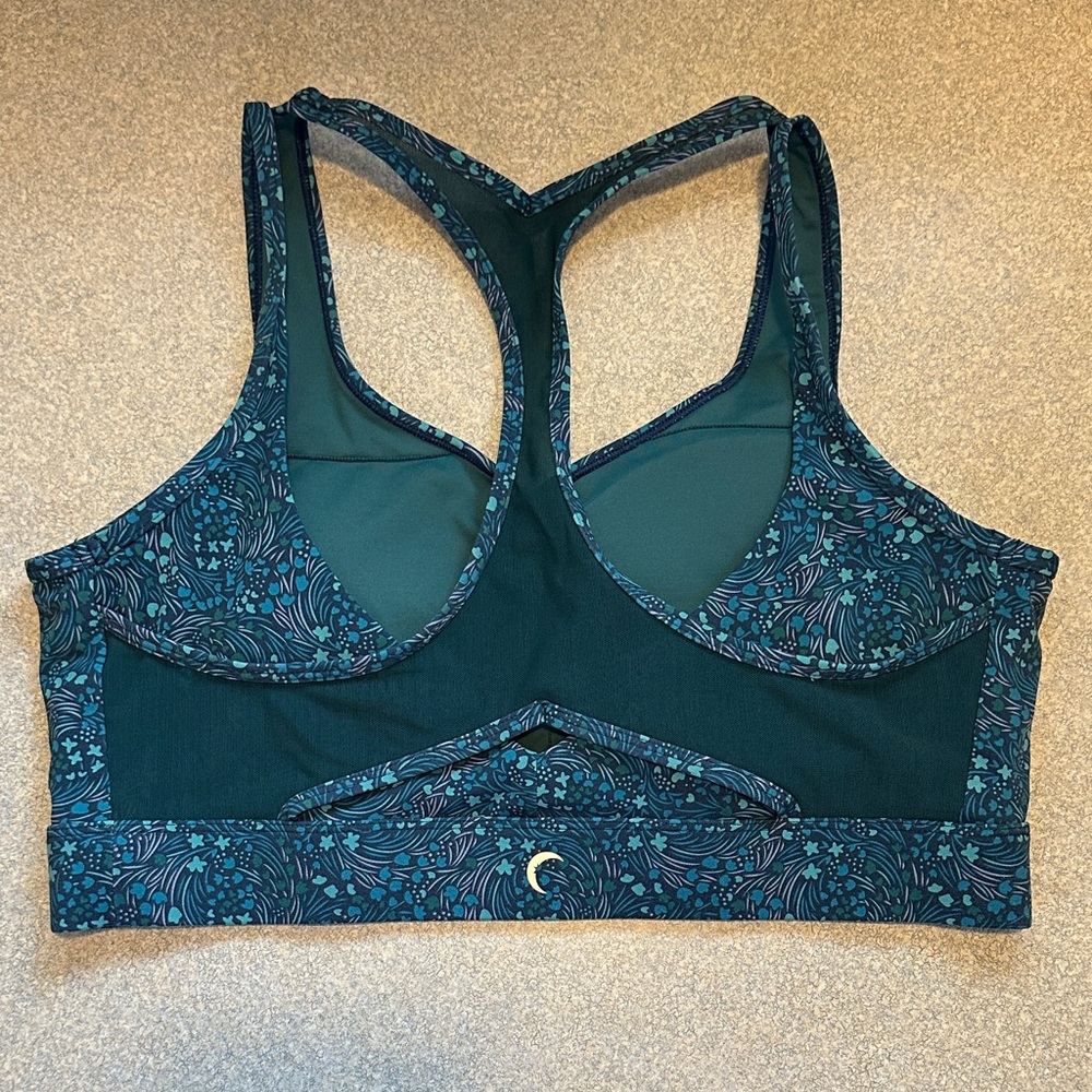 Patterned Teal Sports Bra - Picture 2 of 2